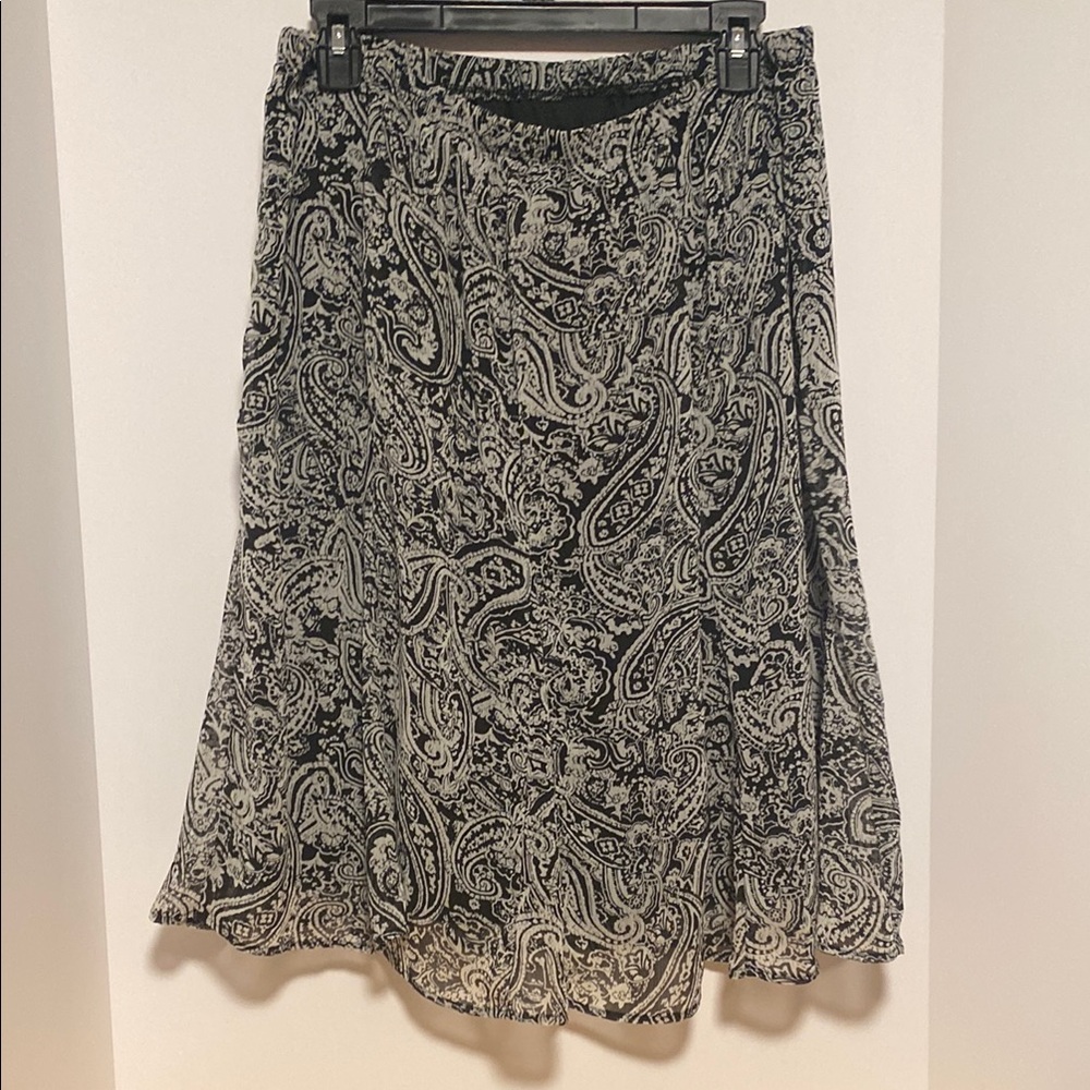 Paisley Print Black and White Skirt